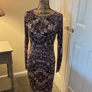 Jennifer Lopez Long Sleeve Dress in Purple and Black